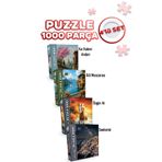 Neverland 4 ADET 1000 PARÇA PUZZLE -KIZ KULESİ ANILARI VE GÖL MANZARASI VE ÖZGÜR AT VE SANTORİNİ