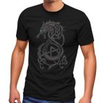 Neverless® Erkek Kurt Fenrir Efsanevi Yaratık Viking İskandinav Mitolojisi Odin Modası Sokak Stili Siyah M