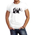 Neverless® Erkek T-Shirt Ayı Sanat Grafik Baskılı Tişört Hayvan Motifi Adventure Fashion Streetstyle, Ayı, doğal, beyaz, L
