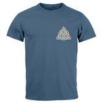 Neverless® Erkek T-Shirt Baskı Logo Viking İskandinav Mitolojisi Valknut Wotansknoten Valhalla, Valhalla Denim Blue, L