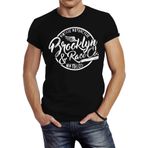 Neverless Erkek T-Shirt Biker Brooklyn Race Motorcycle Vintage Watercolor Slim Fit, Siyah, XXL