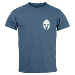 Neverless® Erkek T-Shirt Logo Print Sparta Kask Spartalı Gladyatör Savaşçı Savaşçı Moda Sokak Tarzı, Sparta 1 Denim Blue, L