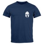 Neverless® Erkek T-Shirt Logo Print Sparta Kask Spartalı Gladyatör Savaşçı Savaşçı Moda Sokak Tarzı, Sparta 1 Lacivert, XL