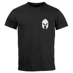 Neverless® Erkek T-Shirt Logo Print Sparta Kask Spartalı Gladyatör Savaşçı Savaşçı Moda Sokak Tarzı, Sparta 1 Siyah - Beyaz, XXL