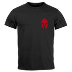 Neverless® Erkek T-Shirt Logo Print Sparta Kask Spartalı Gladyatör Savaşçı Savaşçı Moda Sokak Tarzı, Sparta 1 Siyah-Kırmızı, 5XL