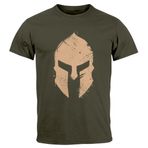 Neverless® Erkek T-Shirt Print Sparta Kask Baskılı Gladyatör Savaşçı Savaşçı Spartalı Moda, Sparta Army, XXL