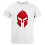Neverless® Erkek T-Shirt Print Sparta Kask Baskılı Gladyatör Savaşçı Savaşçı Spartalı Moda, Sparta Beyaz, M