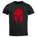 Neverless® Erkek T-Shirt Print Sparta Kask Baskılı Gladyatör Savaşçı Savaşçı Spartalı Moda, Sparta Siyah, 5XL