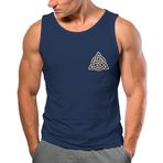 Neverless® Erkek Tank-Top Baskılı Logo Viking İskandinav Mitolojisi Valknut Wotansknoten Valhalla, Valhalla Navy, 3XL