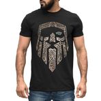 Neverless® Erkek Tişört Berserker Ayı Viking Savaşçı Odin Thor Valhalla Runen Valknut İskandinav Mitolojisi, Odin Kafa 2 Siyah-Altın, XXL