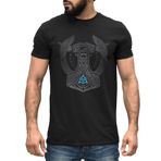 Neverless® Erkek Tişört Berserker Ayı Viking Savaşçı Odin Thor Valhalla Runen Valknut İskandinav mitolojisi, Siyah çekiç, XL