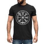 Neverless® Erkek Tişört Berserker Ayı Viking Savaşçı Odin Thor Valhalla Runen Valknut İskandinav Mitolojisi, Vegvisir 2 Siyah, XXL