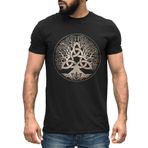 Neverless® Erkek Tişört Berserker Ayı Viking Savaşçı Odin Thor Valhalla Runen Valknut İskandinav Mitolojisi, Yggdrasil siyah-altın, M