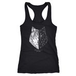 Neverless® Kadın Tank-Top Kurt Poligon Sanat Grafik Hayvan Motifi Baskılı Tişört Moda Sokak Tarzı Racerback, Kurt çokgen siyah, L