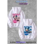 Nevermınd Sevgili & Arkadaş Çift Kombini Mickey Ve Minnie Mouse Nasa Baskılı Kapüşonlu Sweatshirt 2Li Takım