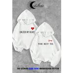 Nevermınd Sevgili Çift Kombin Key To Yazı Baskılı Renk Kapüşonlu Sweatshirt 2Li Set Takım