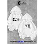 Nevermınd Sevgili Çift Kombin Lo Ve Baskılı Kapüşonlu Sweatshirt 2Li Set Takım 3 İplik