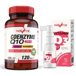 Nevfix Coenzyme Q10 200 mg 120 Tablet + Vitamin D3 400 IU 20 ml Sprey