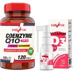Nevfix Coenzyme Q10 200 Mg Koenzim Q10 Karamuk 120 Tablet & Vitamin D3 Sıvı 20 Ml
