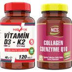 Nevfix Collagen Coenzyme Q10 Biotin Zinc Selenium 30 Tablet & Nevfix Vitamin D3-K2 120 Tablet