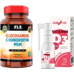 Nevfix Glucosamine Chondroitin MSM Collagen 60 Tablet + Vitamin D3 400 IU 20 ml Sprey