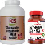 Nevfix Glucosamine Chondroitin Msm Type Iı Collagen Turmeric 300 Tablet & Nevfix Vitamin D3-K2 120 Tablet