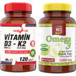 Nevfix Omega 3 Balık Yağı 1000 Mg 60 Yumuşak Kapsül Doğal Limon Aromalı & Nevfix Vitamin D3-K2 120 Tablet