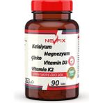 Nevfix Takviye Edici Gıda 90 Tablet Kalsiyum Magnezyum Potasyum Çinko Vitamin D3 ve K2 Yerli Üretim