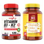 Nevfix Vitamin D3 K2 120 Tablet + Ncs Vitamin C Çinko Propolis 120 Tablet
