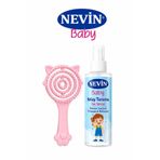 nevin Baby Kolay Tarama Saç Spreyi Pembe Kedi Fırçalı Çocuk Dolaşık Saç Açıcı Set