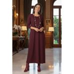 Nevin Kaya Moda Bordo Gizli Cepli İnce Gösteren Tok Penye Elbise