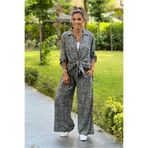 Nevin Kaya Moda Gri Palazzo Pantolon Tunik Takım - Yazlık %100 Pamuk Viskon