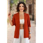 Nevin Kaya Moda Turuncu Yazlık Merserize Hırka
