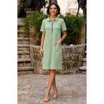 Nevin Kaya Moda Yeşil Yarım Fermuarlı Elbise