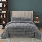 Nevore Home Ultra Soft Peluş Antrasit Çift Kişilik Yatak Örtüsü Seti 220x240 cm – Yumuşak Dokulu - 220 x 240 cm