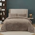 Nevore Home Ultra Soft Peluş Bej Çift Kişilik Yatak Örtüsü Seti 220x240 cm – Yumuşak Dokulu - 220 x 240 cm