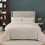 Nevore Home Ultra Soft Peluş Krem Çift Kişilik Yatak Örtüsü Seti 220x240 cm – Yumuşak Dokulu - 220 x 240 cm