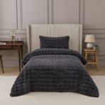 Nevore Home Ultra Soft Peluş Tek Kişilik Yatak Örtüsü Seti 160X220 cm – Yumuşak Dokulu - Antrasit - 160 x 220 cm