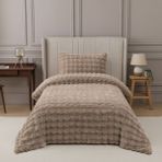 Nevore Home Ultra Soft Peluş Tek Kişilik Yatak Örtüsü Seti 160X220 cm – Yumuşak Dokulu - Bej - 160 x 220 cm