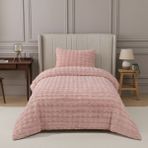 Nevore Home Ultra Soft Peluş Tek Kişilik Yatak Örtüsü Seti 160X220 cm – Yumuşak Dokulu - Pudra - 160 x 220 cm