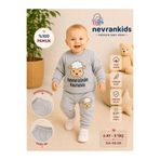 nevrankids Bebek Kuzucuk Baskılı İkili Takım - Annesinin Kuzusu - Gri