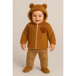 Nevrankids Unisex Mont Bebek Welsoft Ayı Kulaklı Fermuarlı - 2 Yaş - Kahve