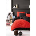 Nevresim Takımı Çarşafı Lastikli Çift Taraflı Çift Kişilik 200x220 -Siyah Kırmızı