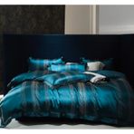 Nevresim Takımı Pamuk Ipek Saten Jakarlı Yatak Takımları Nevresim Nevresim Yastık Kılıfı 4 Adet Rahat Yatak Takımı Pamuklu Nevresim(Blue,200 * 230cm)