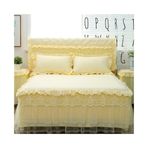 Nevresim Takımları Dantelli fırfırlı yatak takımı şık prenses yatak takımı, 2 parça yastık kılıfı ile 1 parça dantel yatak örtüsü Yatak takımı(Yellow,Full 150x200cm 3pcs)