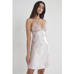 nevway (1029) Kadın Saten Dantelli Gecelik - 624 Mist Pudra S