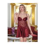 nevway (2841) Hediyelik & Çeyizlik Saten Gecelik & Sabahlık Takımı Bordo XL