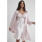 nevway (721) Saten Dantelli Gecelik Ve Sabahlık Takımı - 4050 Pudra XL