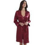 nevway (731) Saten Dantelli Gecelik Ve Sabahlık Takımı - 4050 Bordo M