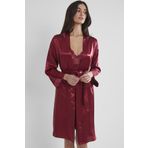 nevway (734) Saten Dantelli Gecelik Ve Sabahlık Takımı - 4050 Bordo XL